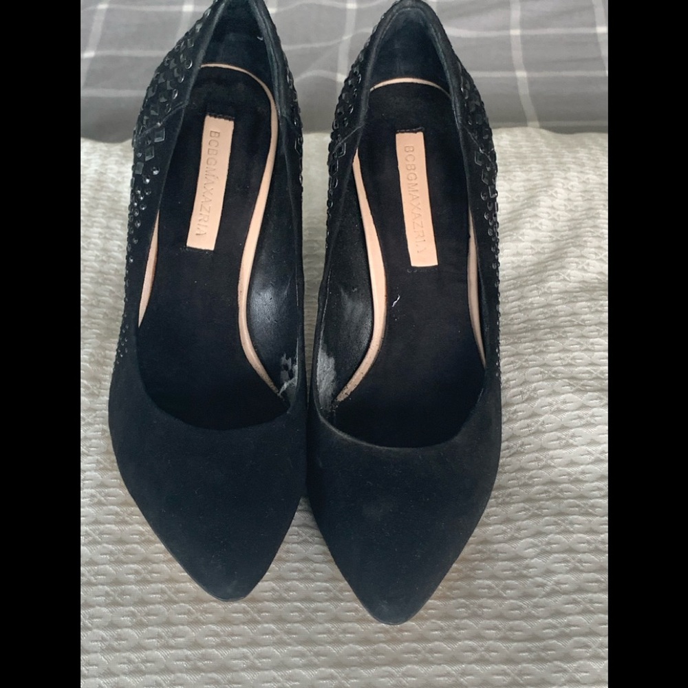 BCBG black studded chunky heel 7.5